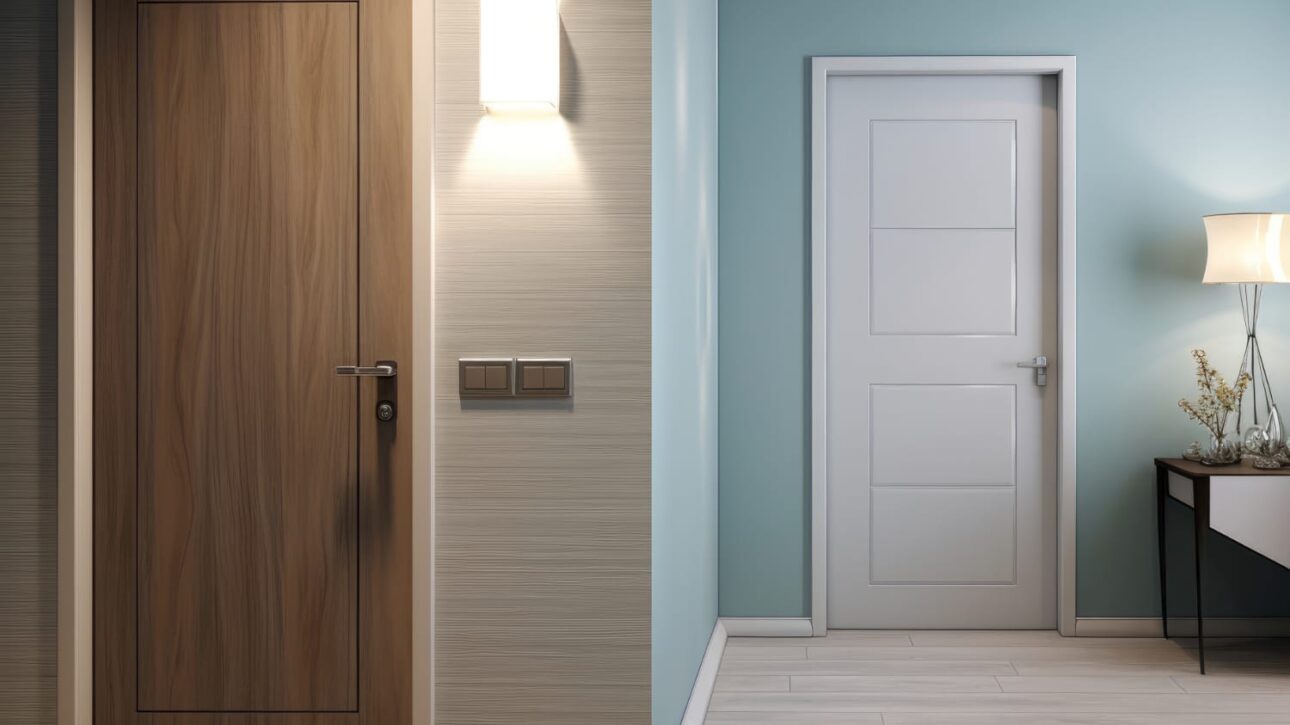 Interior de una vivienda, donde se ven dos puertas, una puerta de exterior y otra puerta de interior